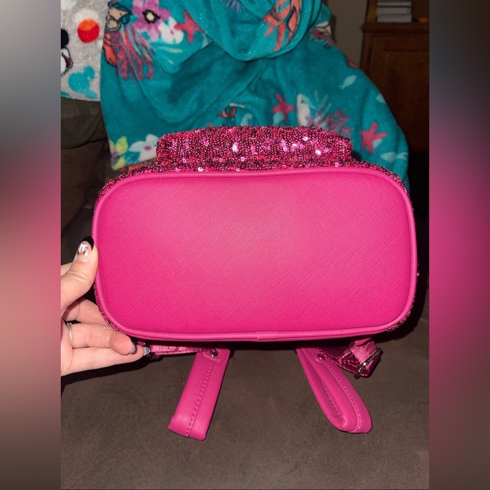 Disney parks Loungefly Magenta hot pink sequin backpack & ears - Picture 6 of 11